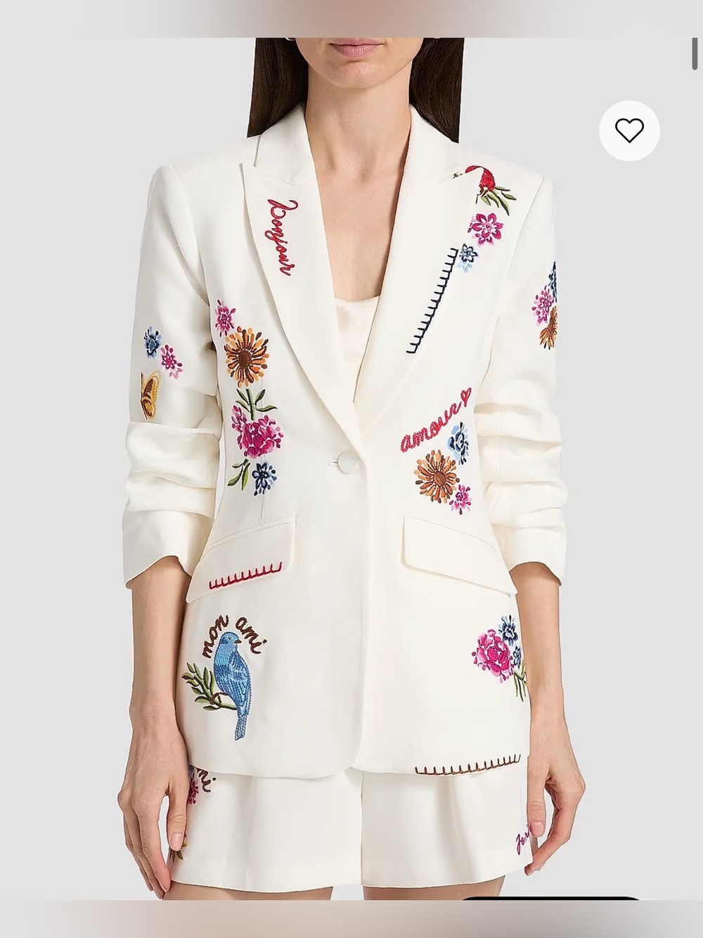 Cinq à Sept Celeste Vine Embroidered Cheyenne Blazer Ivory Multi